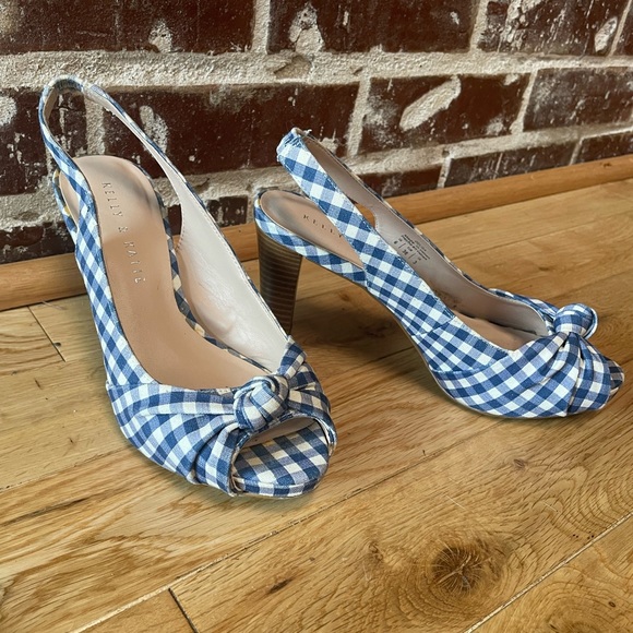 Kelly & Katie heels with Plaid Pattern and Block Wood Heel - Picture 4 of 4
